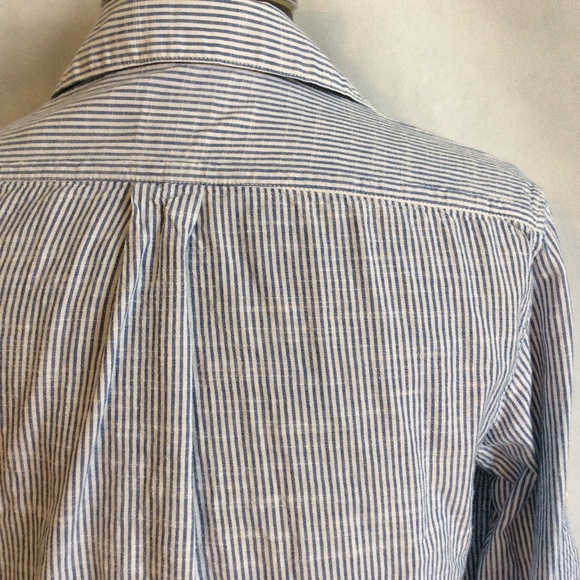Gap Popover Shirt XS Blue White Stripe Top Tab Slv - Picture 7 of 8